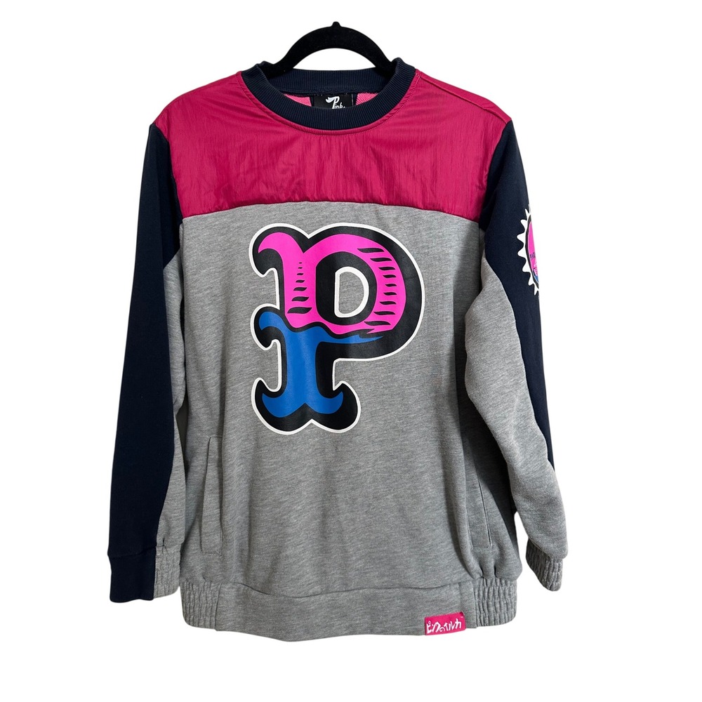 Pink Dolphin Colorblock Fleece Crewneck Graphic Pullover Large Streetwear